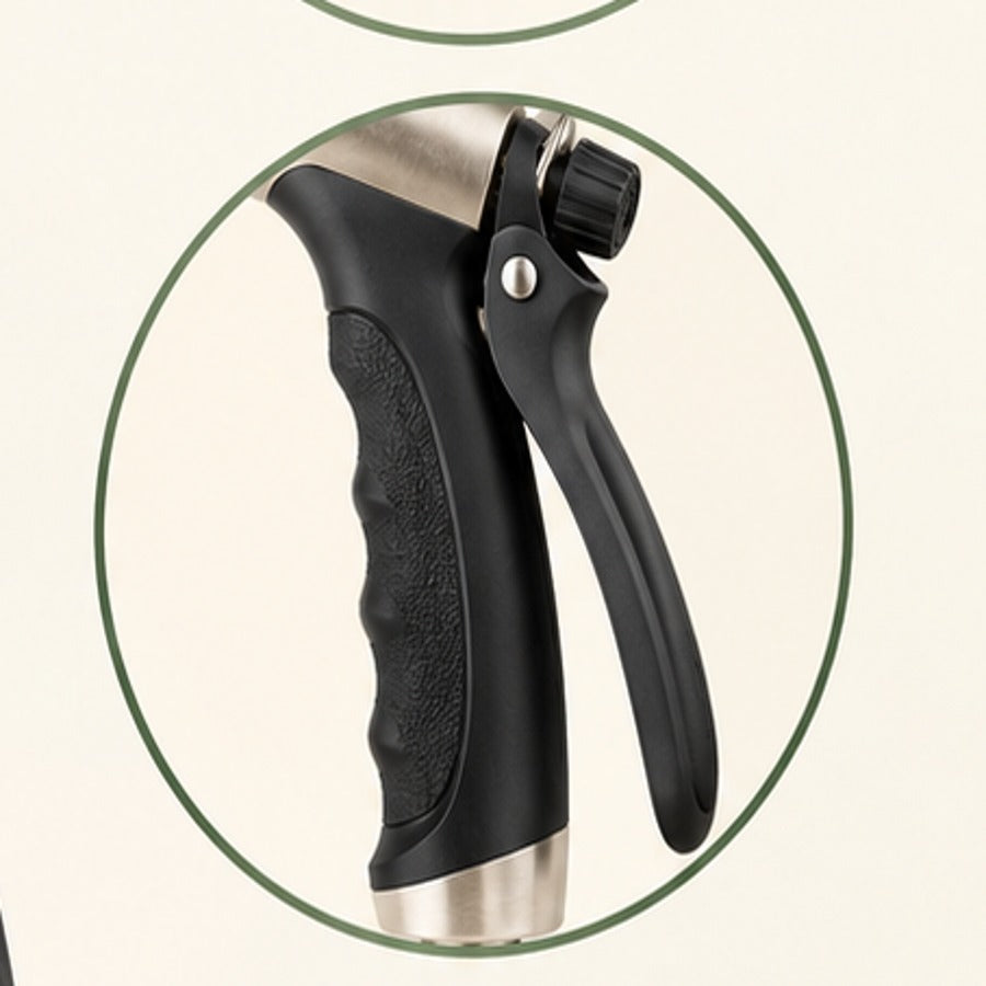 Adjustable garden hose nozzle handle and trigger