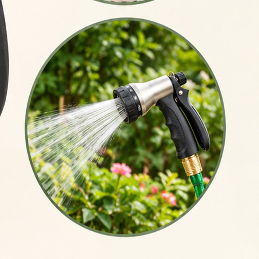 Adjustable garden hose nozzle watering plants