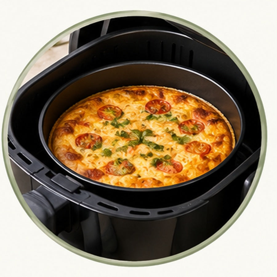 Air fryer accessory set shown baking
