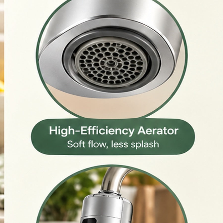 Automatic water-saving tap attachment aerator close-up