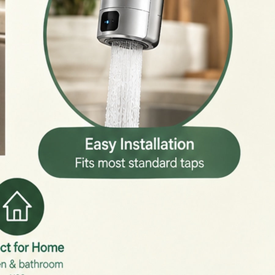 Automatic water-saving tap attachment installed on tap