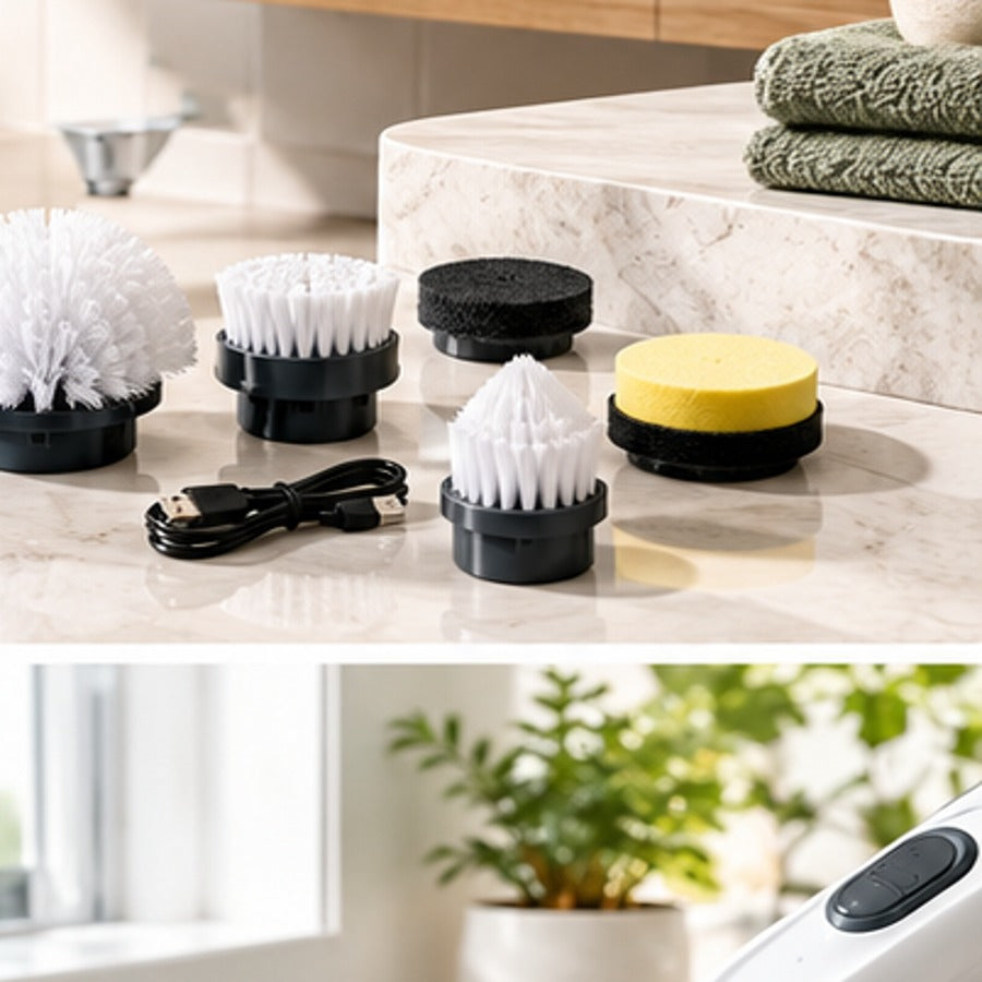 Electric spin cleaning brush interchangeable heads