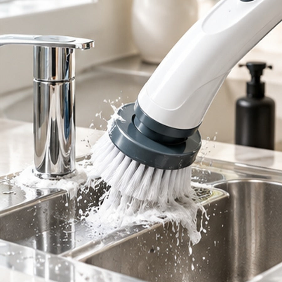 Electric spin cleaning brush cleaning sink