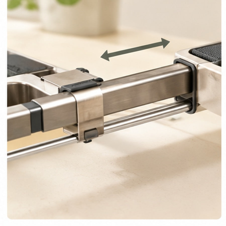 Expandable sink caddy adjustment rail