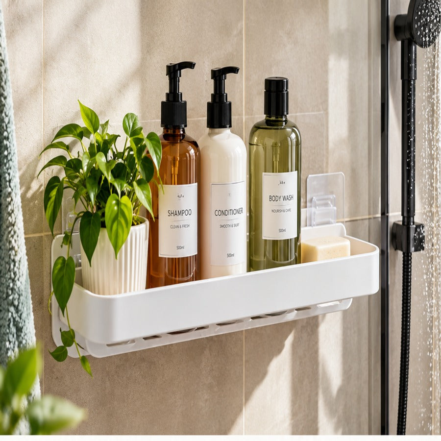 No-drill bathroom shelf main product view