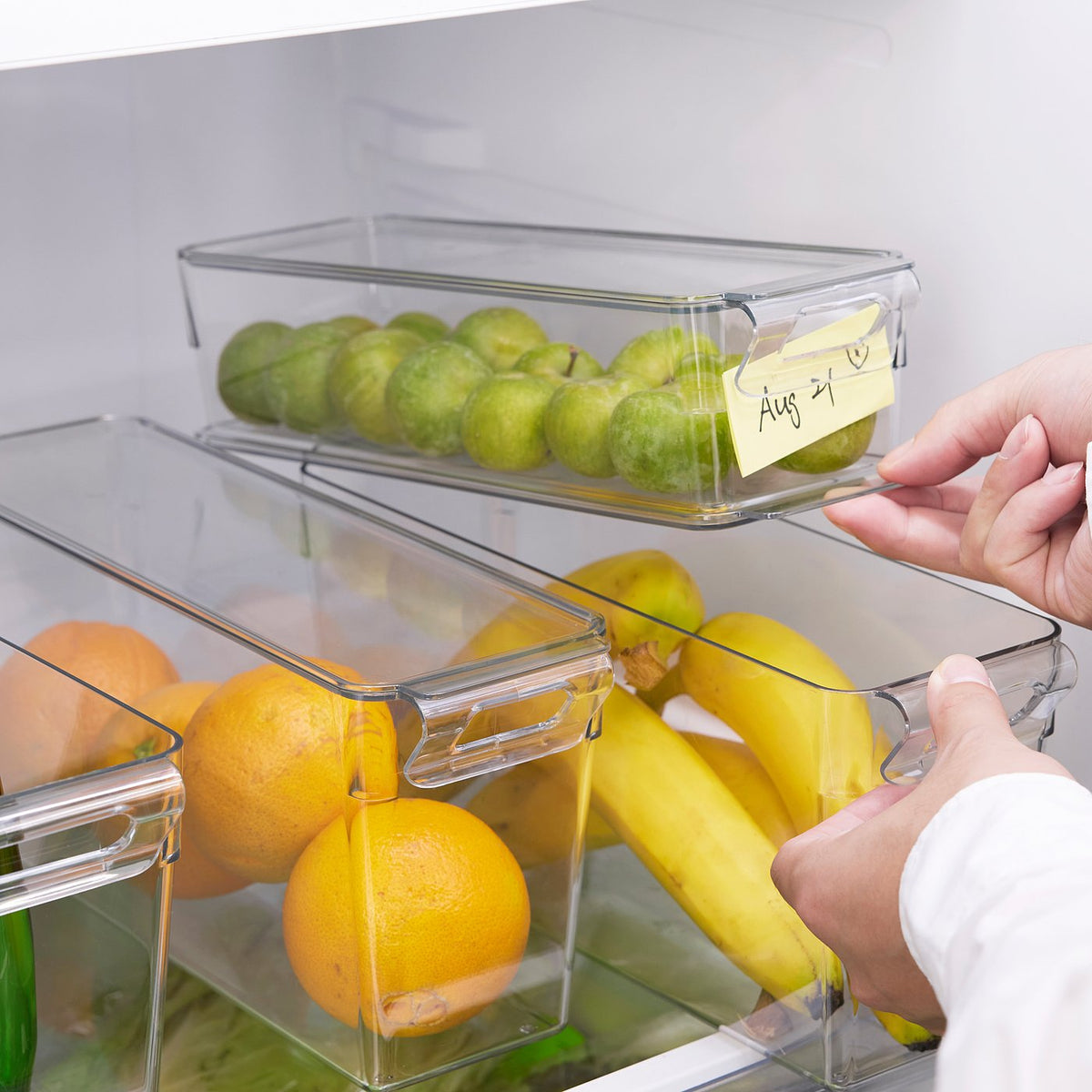 Stackable Fridge Storage Organiser in a fridge