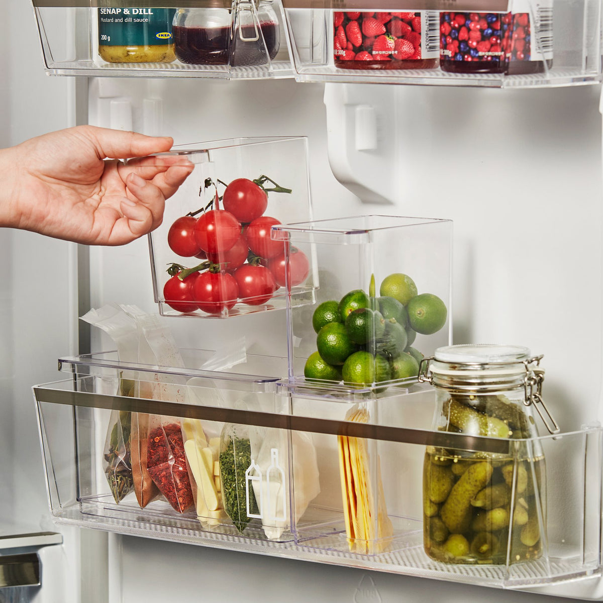 Stackable Fridge Storage Organiser in use